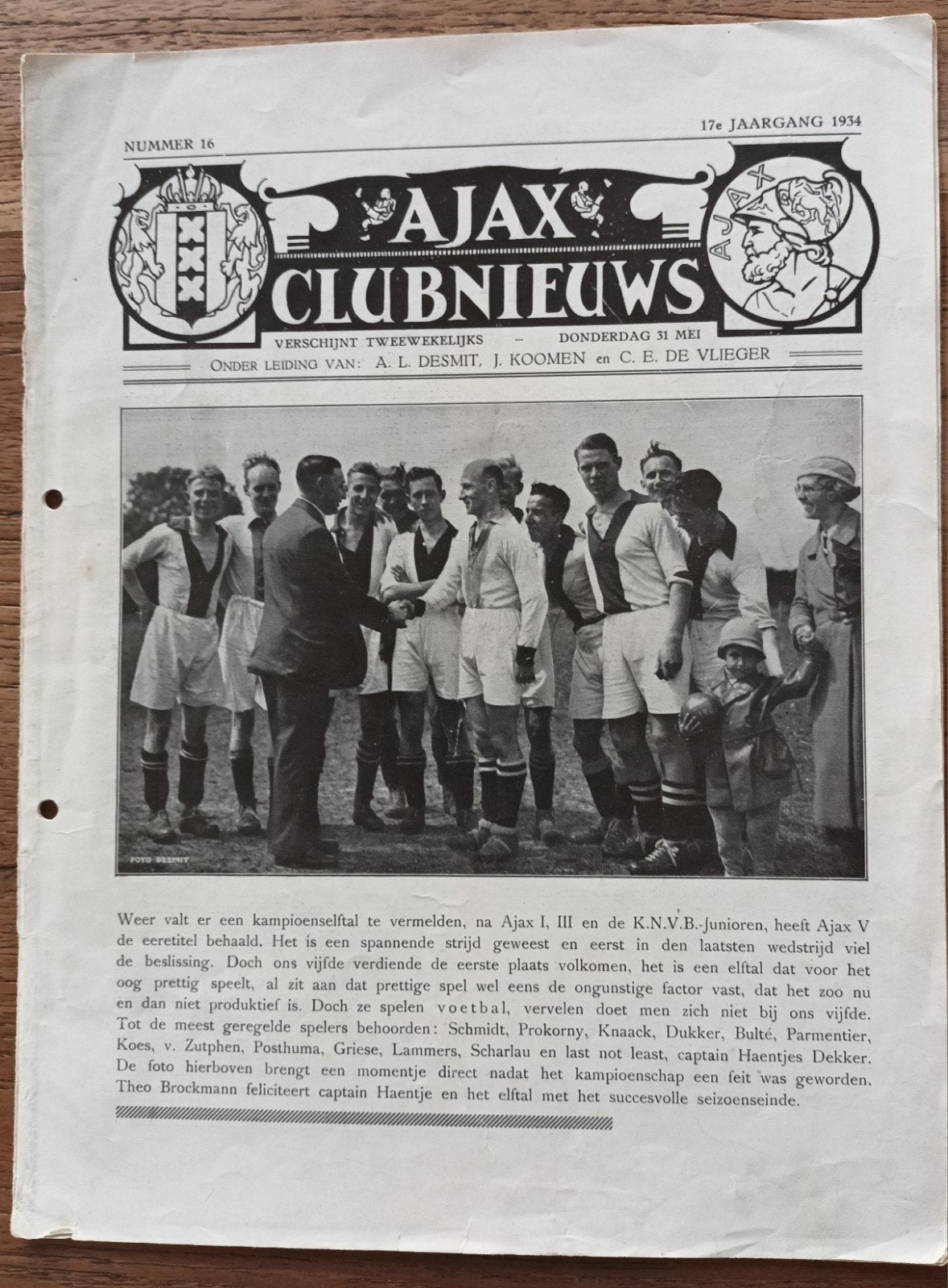 Ajax Clubnieuws 1934 - nr 16, Verzenden, Ajax