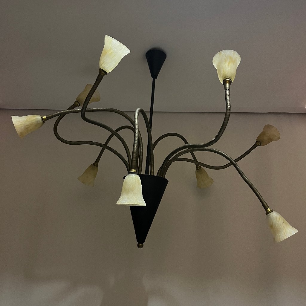 Nollet Ontwerp vuurpijl hanglamp Dutch design, Gebruikt, Glas, Ophalen of Verzenden, Deja Vu