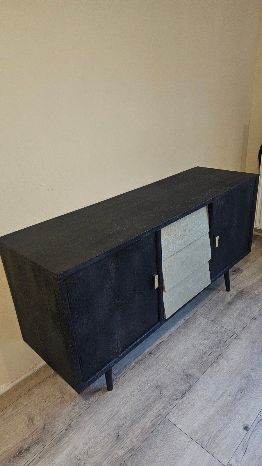 Vintage Rootsmann Dressoir/TV Meubel - Zwart met Lades, Huis en Inrichting, Ophalen, Gebruikt, Vintage, Industrieel, 25 tot 50 cm