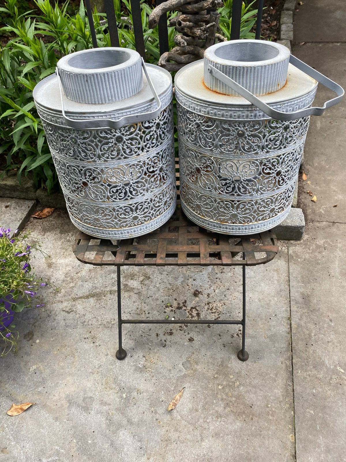 Decoratieve metalen lantaarns (set van 2), Ophalen, Gebruikt