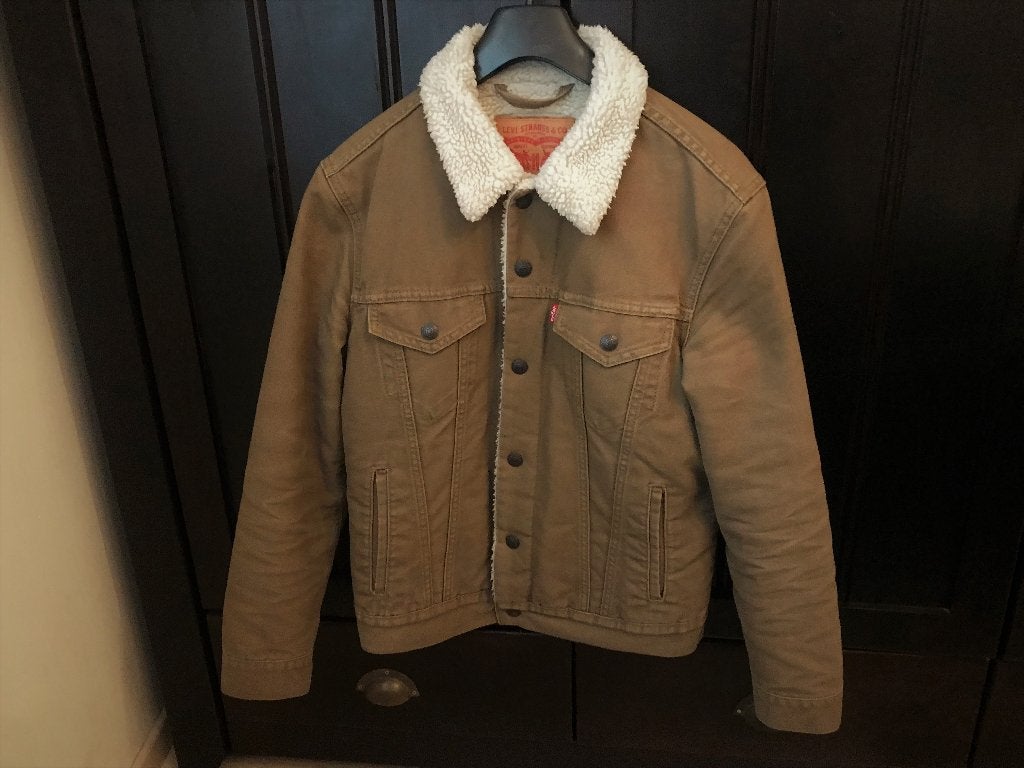 Levi's Sherpa jas, jack ZGAN maat S, Kleding | Heren, Bruin, Verzenden, Zo goed als nieuw, Levi’s