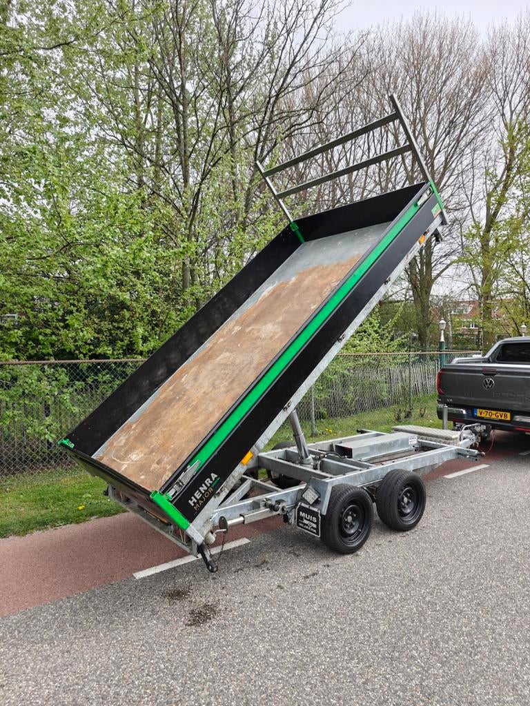 Henra 3 zijdige kipper aanhanger + rijplaten, Ophalen of Verzenden, Zo goed als nieuw