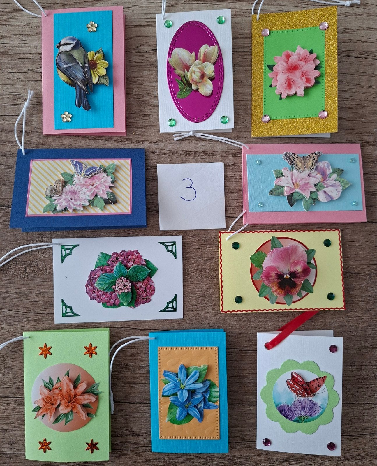 Setje 3D Cadeau/Bloemen Kaartjes, Zie Info/Foto's, In Gemert, Ophalen, Nieuw, Overige thema's