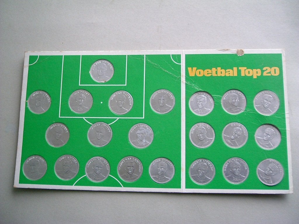 Voetbalmunten uit 1970, Nederlandse spelers, Johan Cruijf, Verzamelen, Ophalen of Verzenden, Gebruikt, Overige typen