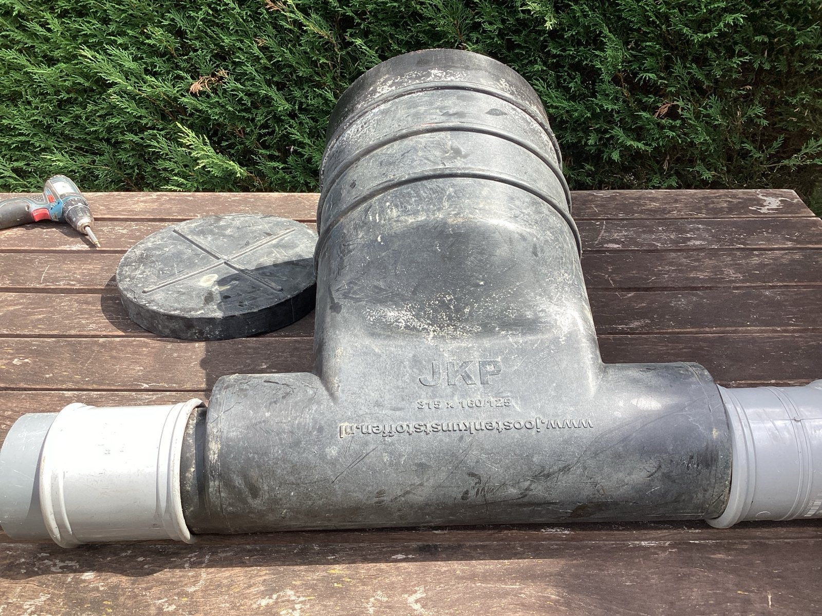 PE inspectieput 315-160/125 mm, hoog ca 400 met deksel, Ophalen, Gebruikt, Minder dan 2 meter, 80 mm of meer