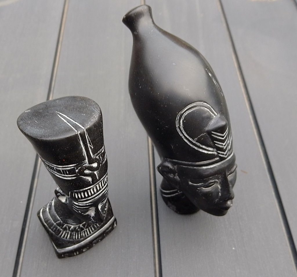 Beeld Basalt Nefertete Ramses 2, Ophalen of Verzenden, Zo goed als nieuw, Mens