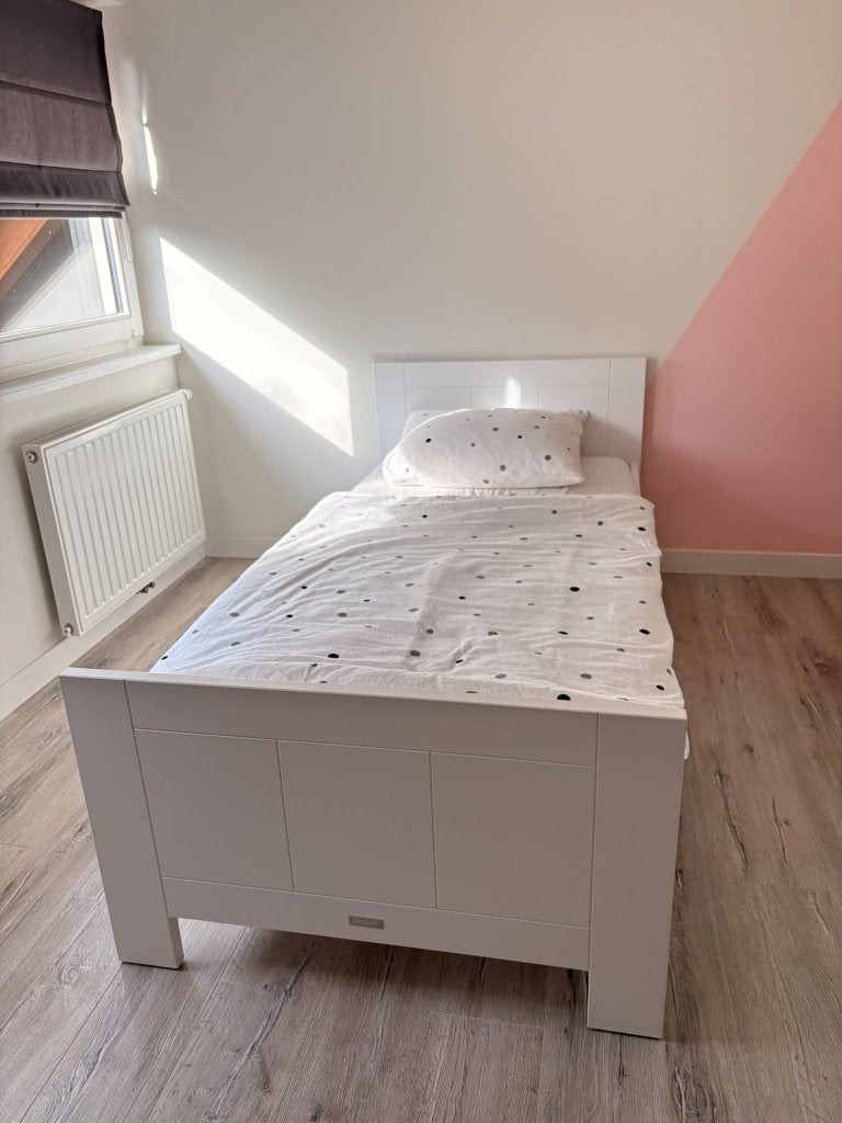 Bopita Merel bed 90x200 wit + matras en lattenbodem, Ophalen, 90 cm, Eenpersoons, Wit