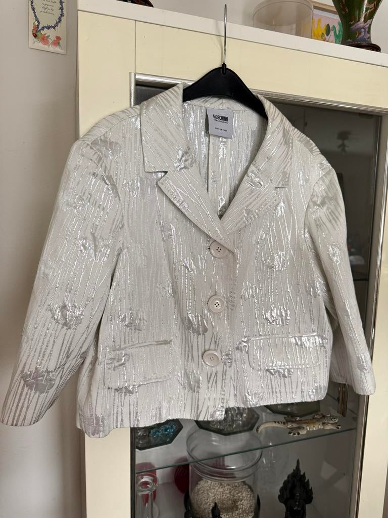 Moschino Cheap and Chic Jasje - Wit/Zilver maat 42, Wit, Maat 42/44 (L), Ophalen of Verzenden, Zo goed als nieuw
