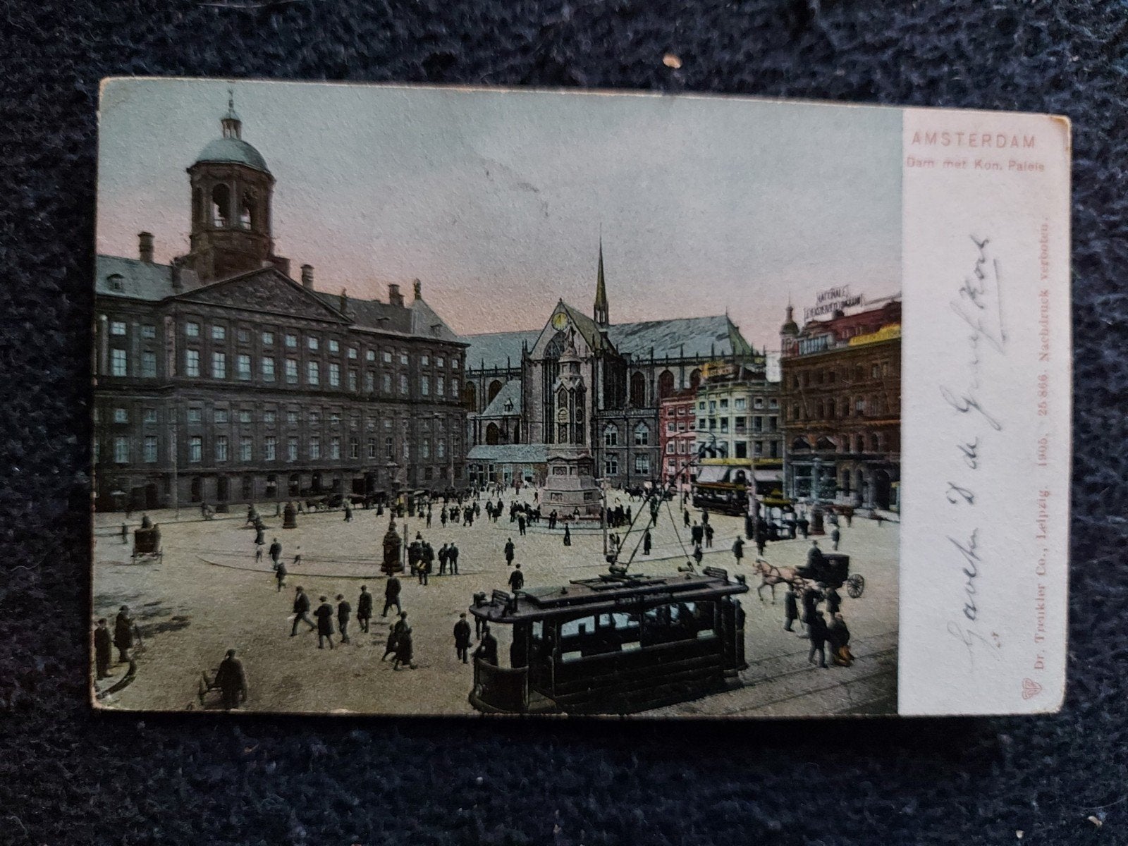 Oude Ansichtkaart Amsterdam, Dam met Koninklijk Paleis, Ophalen of Verzenden