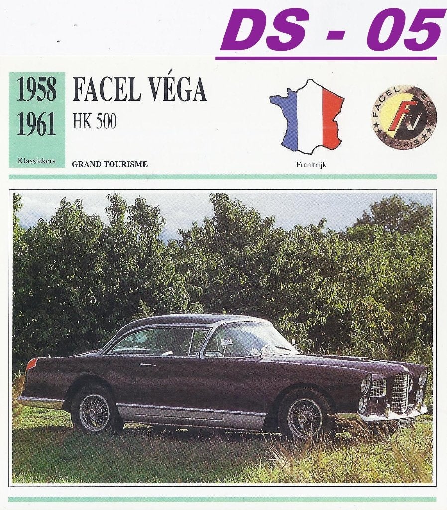 Ds5 autokaart facel vega hk 5000 ( 1958 - 1961), Ophalen of Verzenden, Zo goed als nieuw, Auto's
