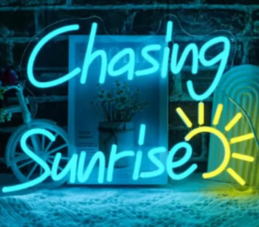 LED lamp neon stijl Chasing Sunrise (35x25cm), Ophalen of Verzenden, Nieuw, Lichtbak of (neon) lamp
