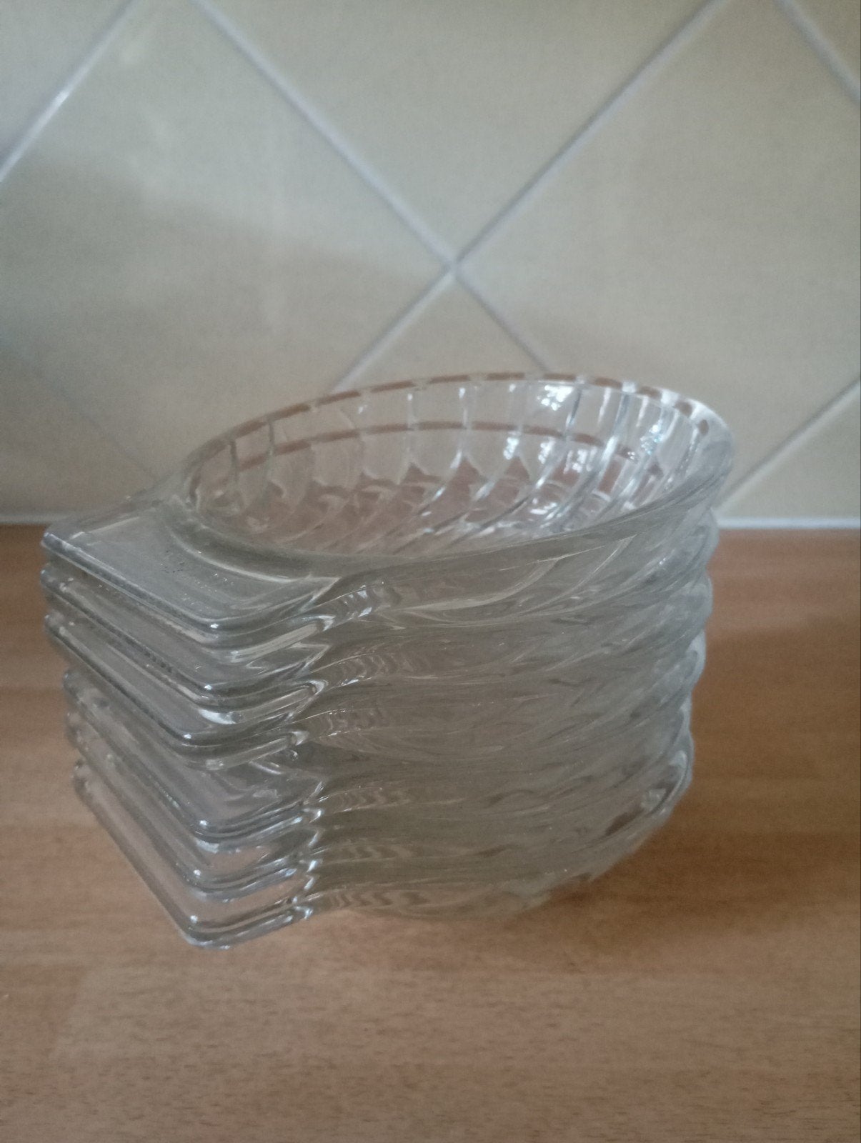 6 glazen schaaltjes schelp Pyrex Sedlex France, Ophalen of Verzenden, Glas, Overige stijlen, Schaal of Schalen