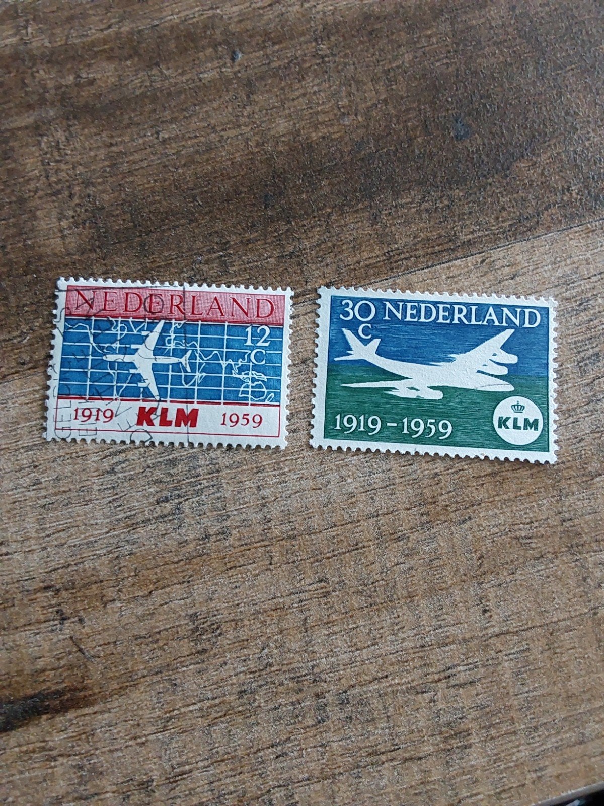 Nvph 729-730   40 Jaar KLM 1959 ( gest), Postzegels en Munten, Ophalen of Verzenden