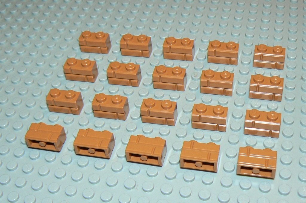 L456 Stenen 1x2 met steen motief medium nogat 20 st., Ophalen of Verzenden, Nieuw, Losse stenen, Lego