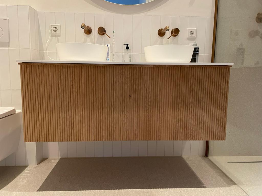 Balmani forma 120cm eikenhout, Ophalen, Zo goed als nieuw, Wastafel