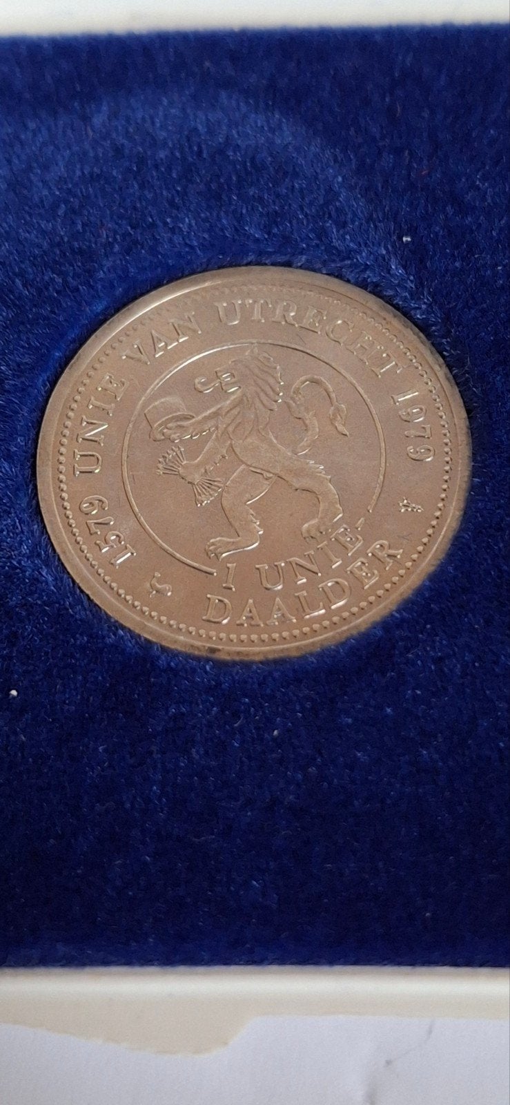 Penning Unie van Utrecht 1579-1979 in cassette, Ophalen of Verzenden, Koningin Juliana, Overige waardes, Losse munt