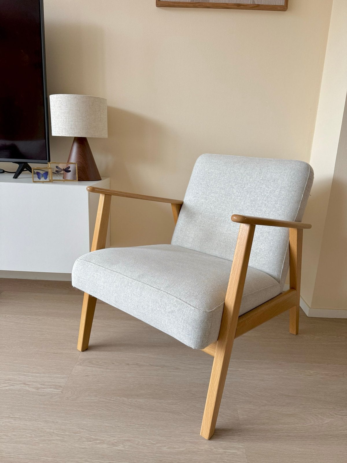 IKEA EKENÄSET Fauteuil - Grijs met Houten Frame, Ophalen, Gebruikt, Hout, Eén