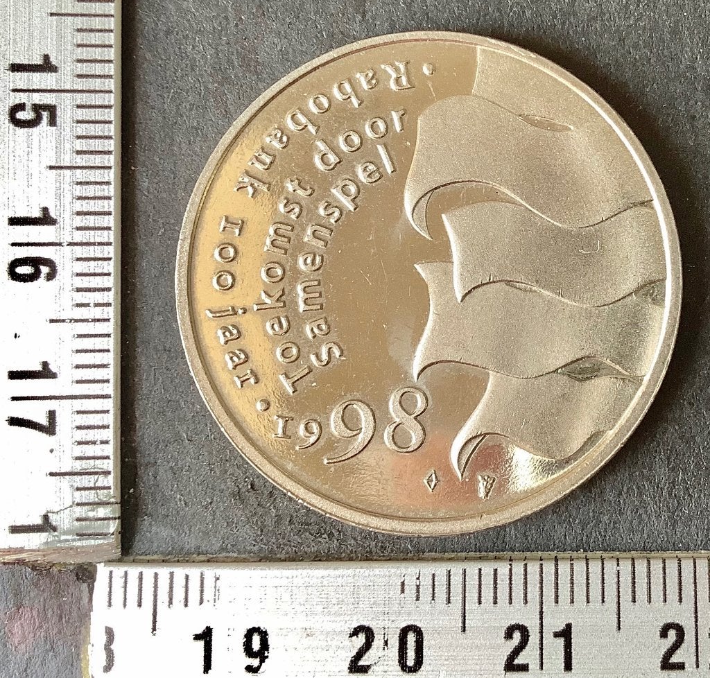 penning, Rabobank 100 jaar, 1998 toekomst door samenspel, Postzegels en Munten, Ophalen of Verzenden, Overige materialen, Nederland