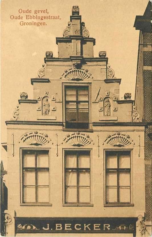 300-025-013 Groningen Oude gevel, Oude Ebbingsestraa, Verzamelen, Verzenden, Voor 1920, Groningen