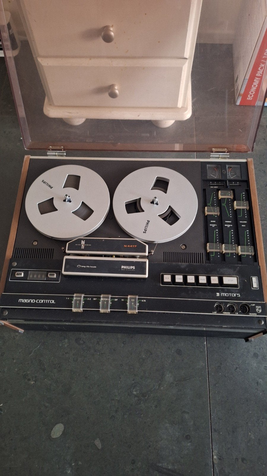 Philips N4417 Bandrecorder met stofkap en banden, Audio, Tv en Foto, Bandrecorders, Ophalen, Bandrecorder, Met banden