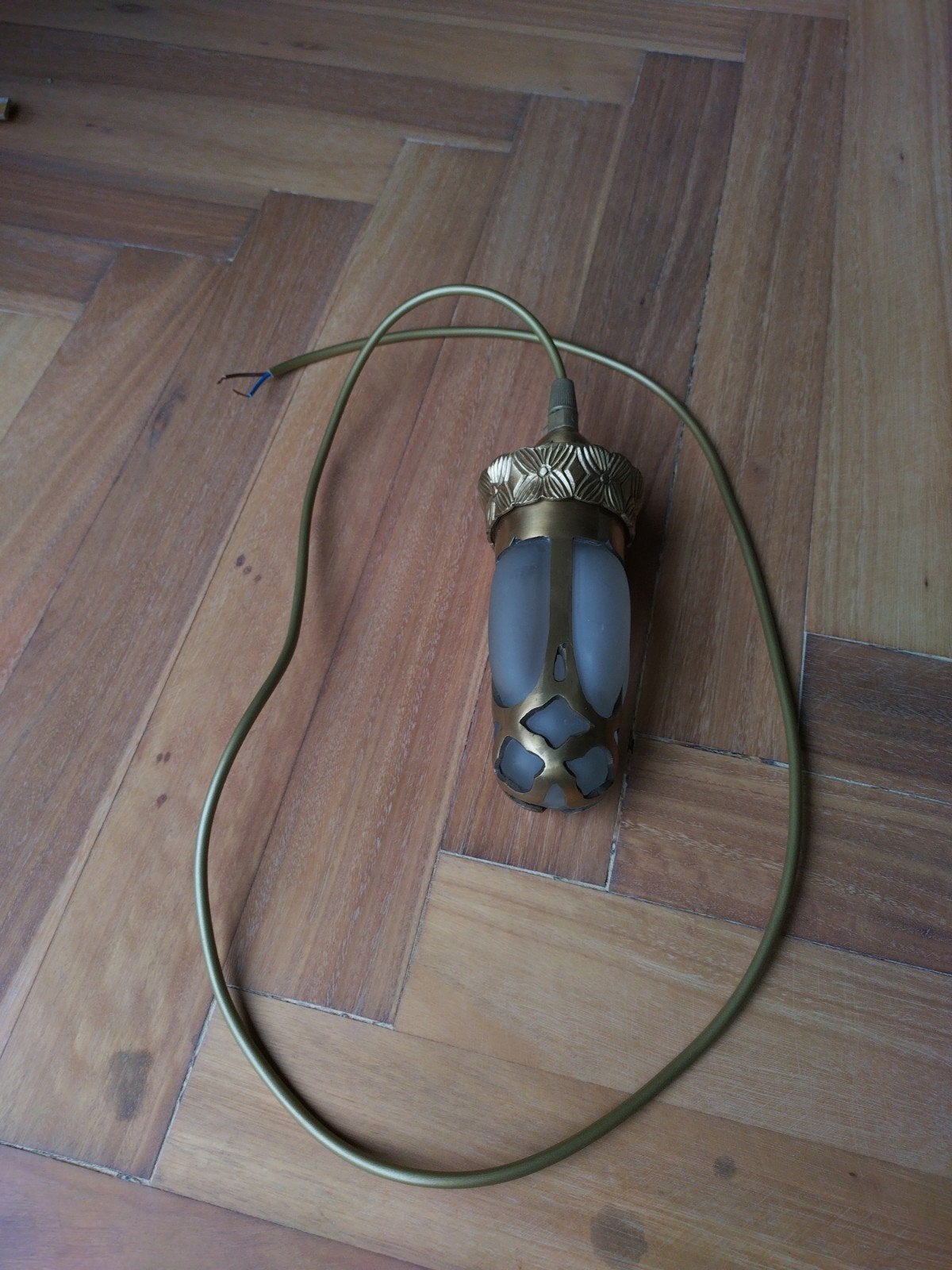 hanglamp brons art deco jugendstil, Ophalen of Verzenden, Glas, Jugendstil / art deco, E14 (klein)