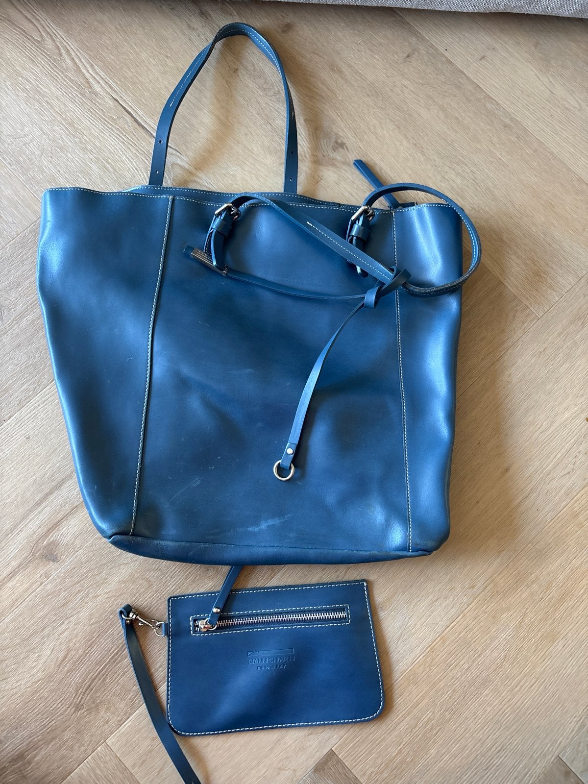 Gianni Chiarini Shopper - Blauw Leer, Ophalen of Verzenden, Gebruikt, Blauw, Shopper