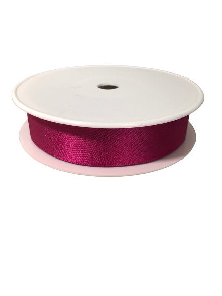 Fuchsia dubbelzijig satijn lint op rol 25mm, Ophalen of Verzenden, Nieuw, Lint, Band of Elastiek