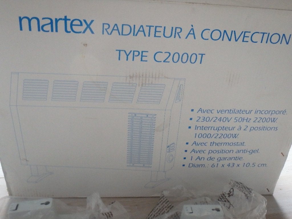 electrische radiator Martex 2 standen 1000 en 2200 watt, Doe-het-zelf en Verbouw, Ophalen, 30 tot 80 cm, Radiator, Nieuw