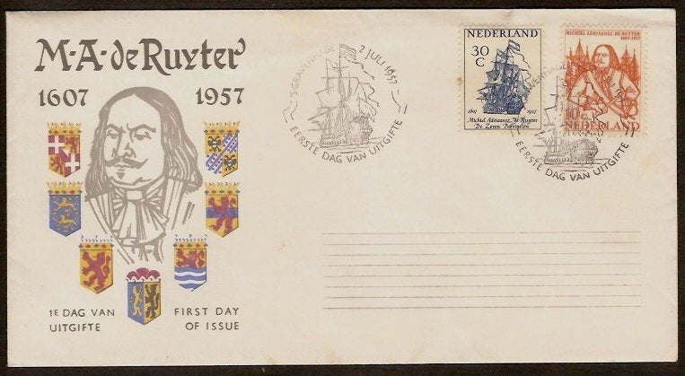 Nederland FDC E30 Zonder Adres, Schepen 1957, Ophalen of Verzenden, Onbeschreven, Nederland