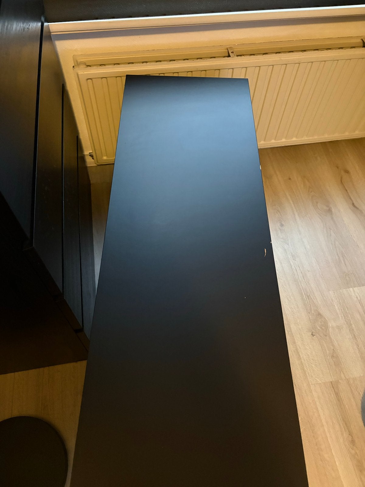 Zwart tv-meubel met lades en open vakken, Ophalen, Gebruikt, 100 tot 150 cm, Minder dan 100 cm