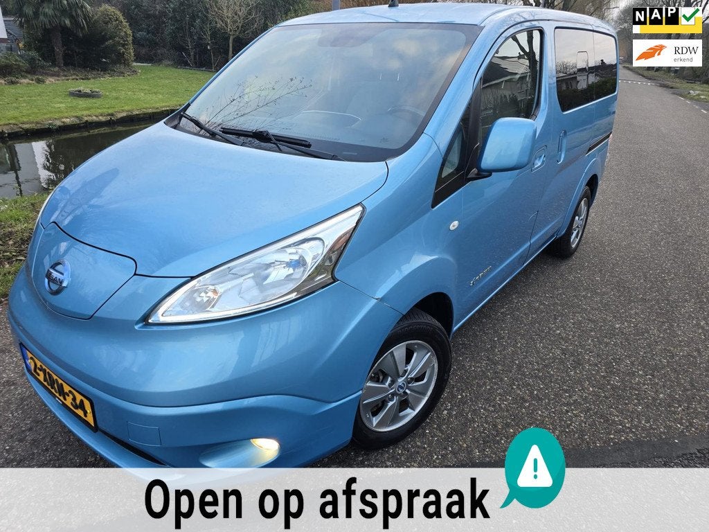 Nissan E-NV200 Evalia /5 pers/Airco/Navi/SOH/ APK 07-2027, Stof, Gebruikt, Zwart, 1514 kg