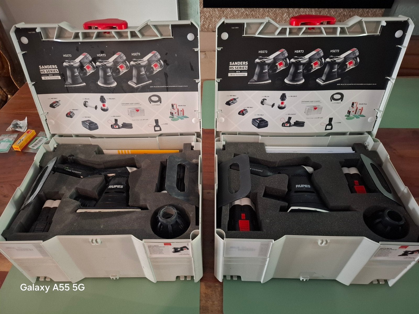 Rupes Schuurmachine's op accu 2 stuks met lader, Ophalen of Verzenden, Zo goed als nieuw, Minder dan 600 watt, Excentrische schuurmachine