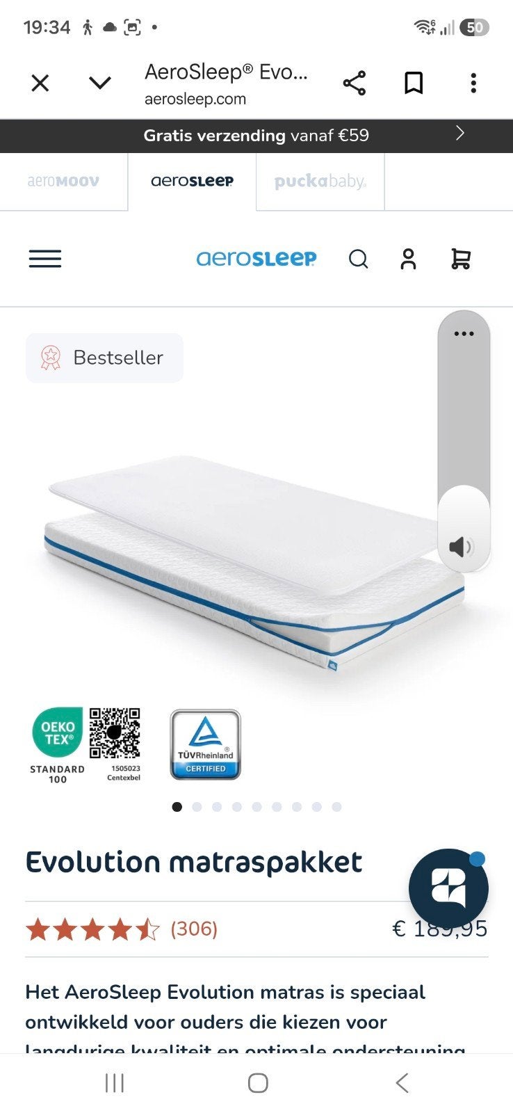 Aerosleep Evolution matras, Ophalen, Jongetje of Meisje, Wit, Overige typen