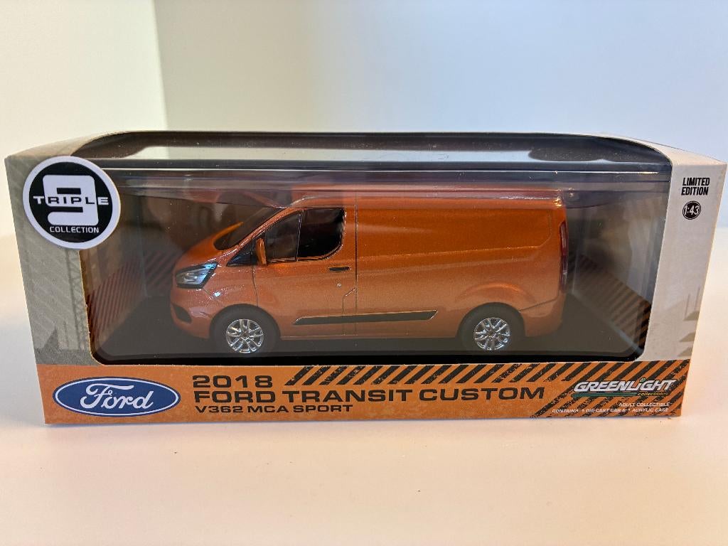 27608: Ford Transit Custom - 2018 - Greenlight 1:43, Hobby en Vrije tijd, Modelauto's | 1:43, Auto, Nieuw, Ophalen of Verzenden