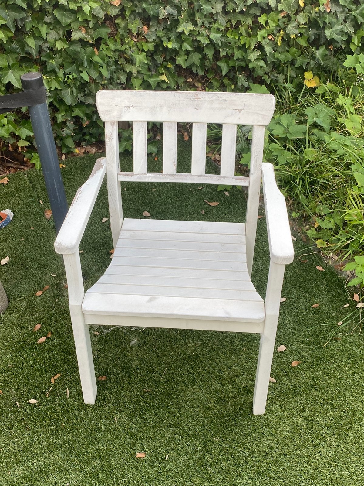 Houten witte tuinstoelen (6), Tuin en Terras, Tuinstoelen, Ophalen, Gebruikt, Hout, Stapelbaar