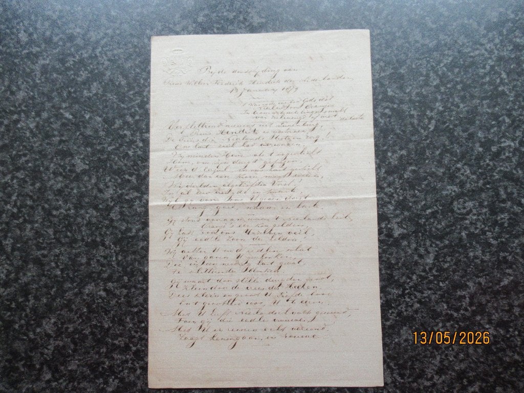 ROUWKLACHT-DOOD PRINS.WILLEM FREDERIK HENDRIK-SS DE KOE-1879, Ophalen of Verzenden, Gebruikt, Nederland, Kaart, Foto of Prent