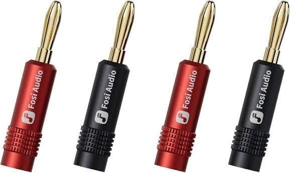 Fosi Audio banaanstekkers 4 x verguld voor luidsprekerkabels, Ophalen of Verzenden, Nieuw, Minder dan 2 meter, Luidsprekerkabel