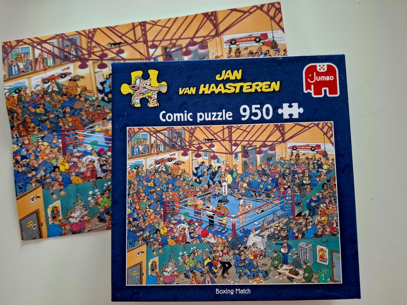 Jan van Haasteren 'Boxing Match' 950 stukjes + poster, Ophalen of Verzenden, 500 t/m 1500 stukjes, Zo goed als nieuw, Legpuzzel