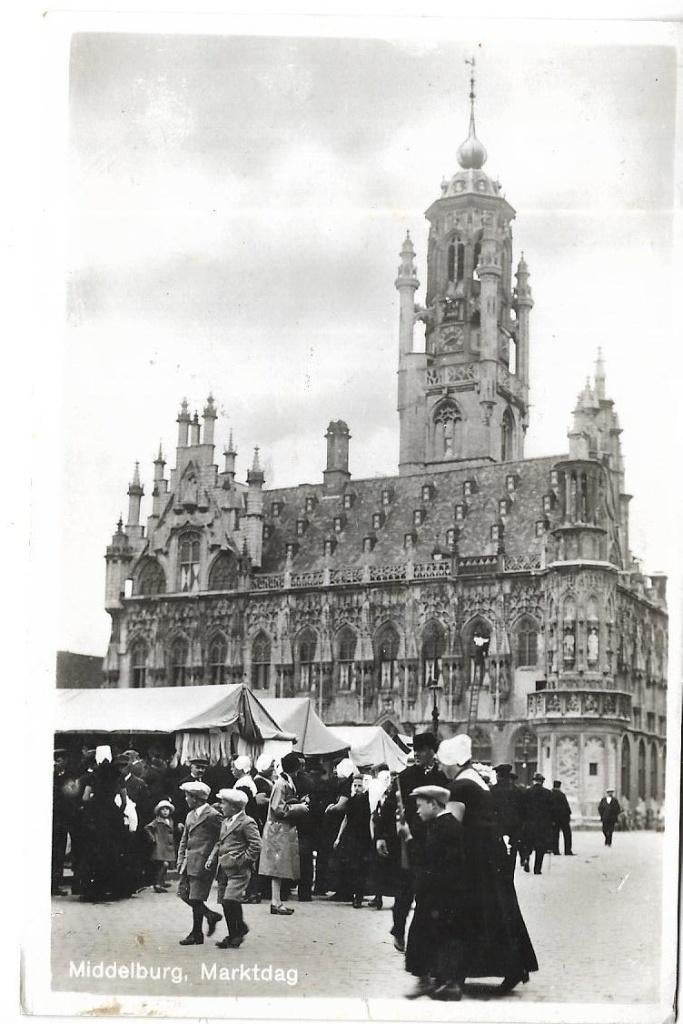 M160 Middelburg marktdag, Ophalen of Verzenden, 1940 tot 1960, Gelopen, Zeeland