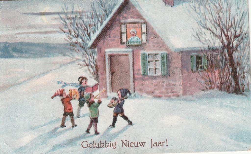 nieuwjaarskaart, Verzamelen, Ansichtkaarten | Themakaarten, Verzenden, Voor 1920, Sterren en Beroemdheden