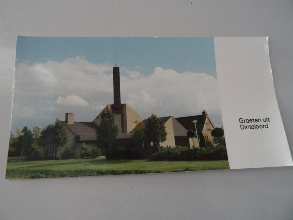 Fotokaart groeten uit Dinteloord Kerk Ger gem., Ophalen of Verzenden, 1980 tot heden, Gelopen, Noord-Brabant