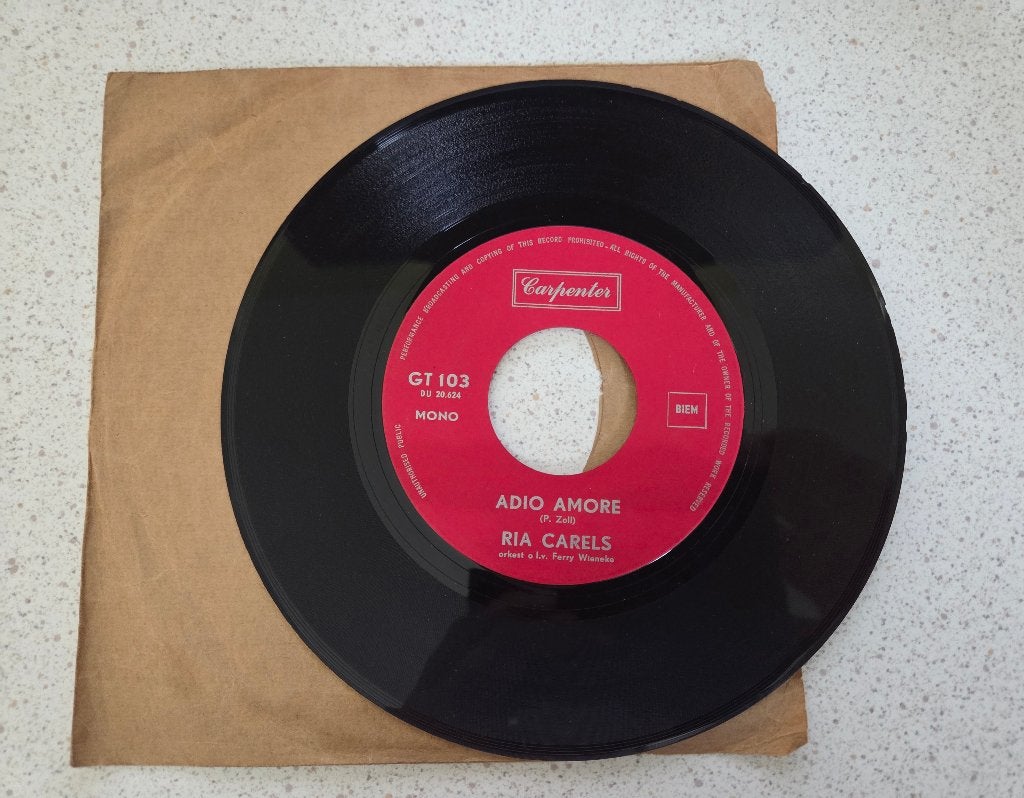Single Ria Carels - Adio amore, Ophalen of Verzenden, Gebruikt, Overige formaten, Levenslied of Smartlap