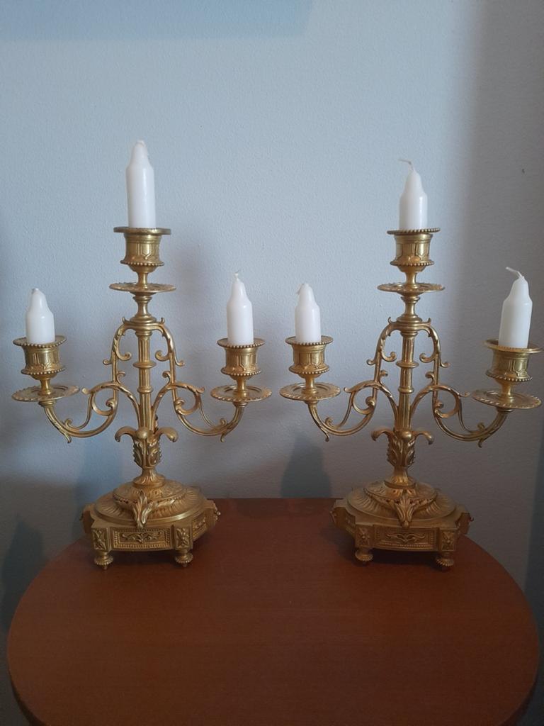 Prachtige antieke kandelaars brons, Antiek en Kunst, Antiek | Kandelaars, Ophalen of Verzenden, Koper of Brons