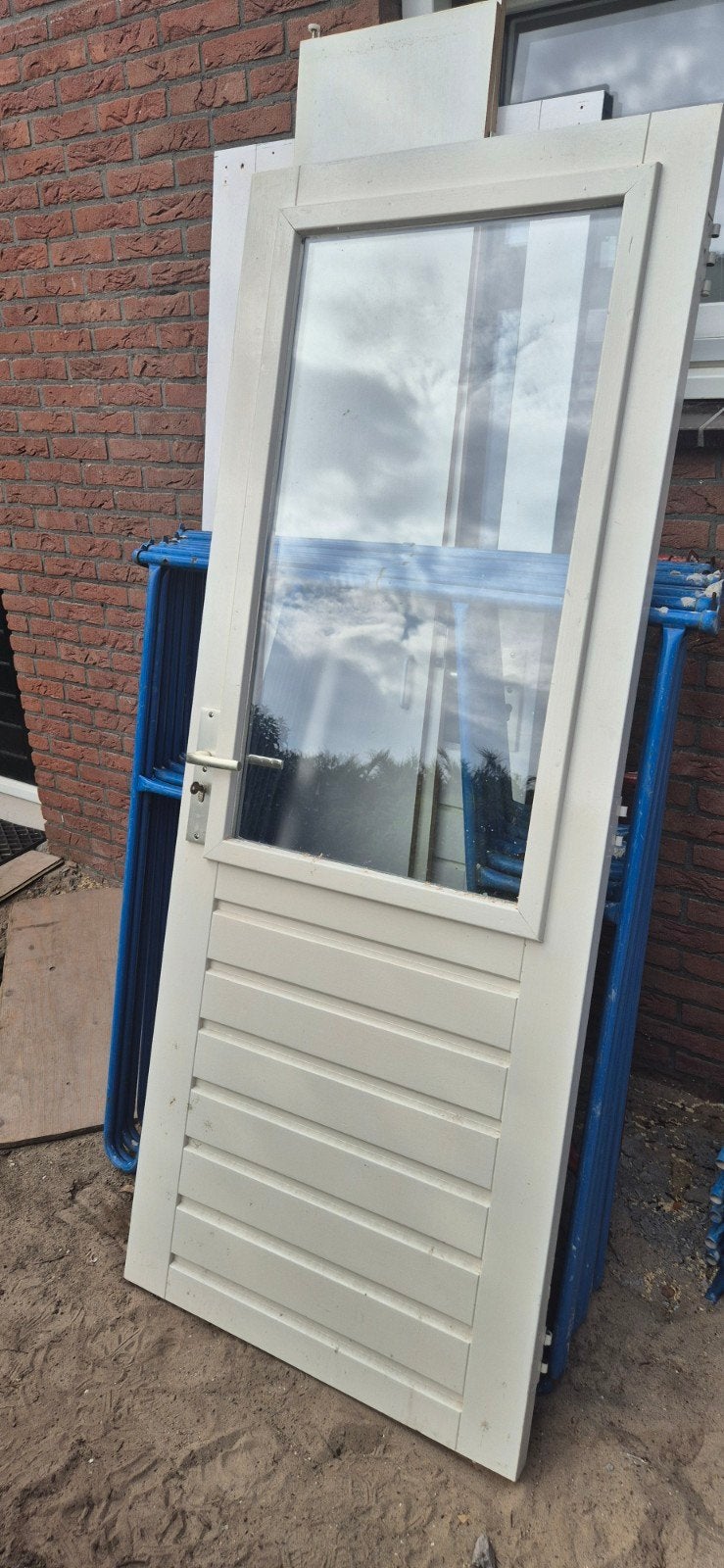 Prachtige massieve keuken/buitendeur 201x78 cm, Doe-het-zelf en Verbouw, Deuren en Horren, Ophalen, Gebruikt, Minder dan 80 cm