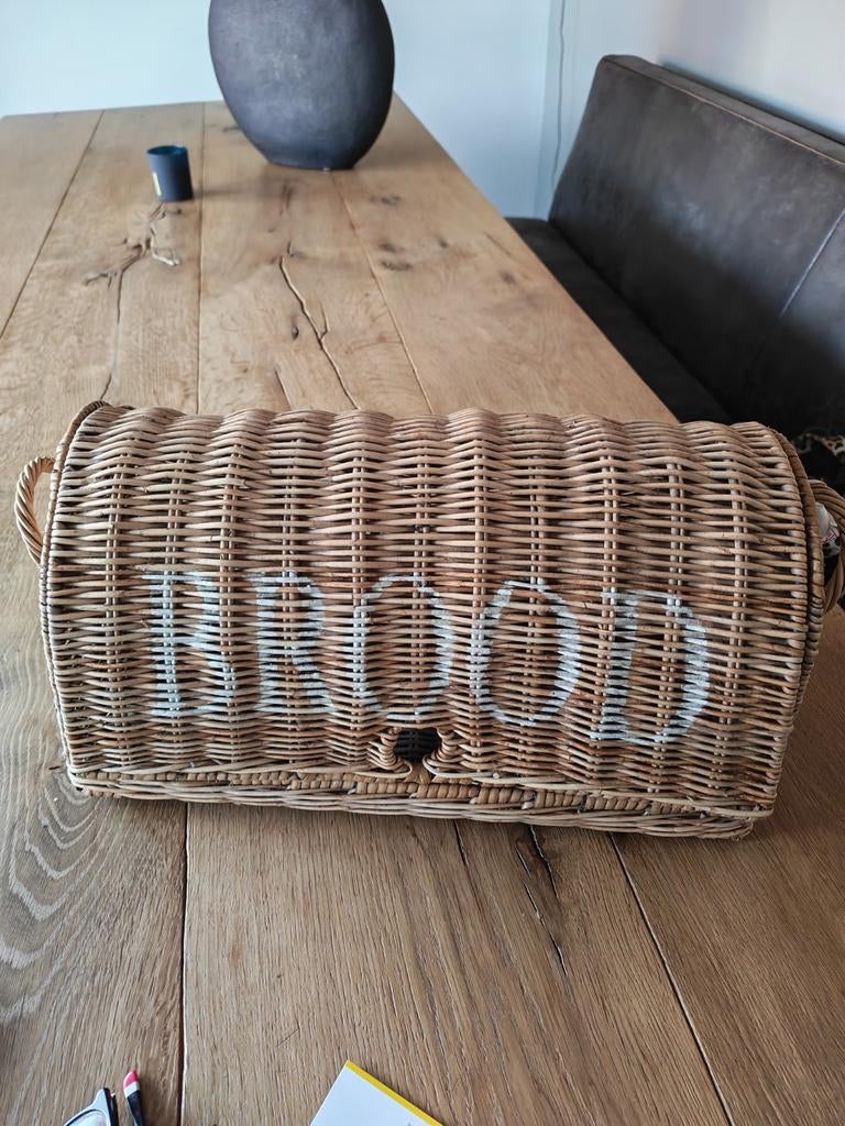 Broodmand riviera stijl  GERESERVEERD, Ophalen, Zo goed als nieuw, Rond, Riet