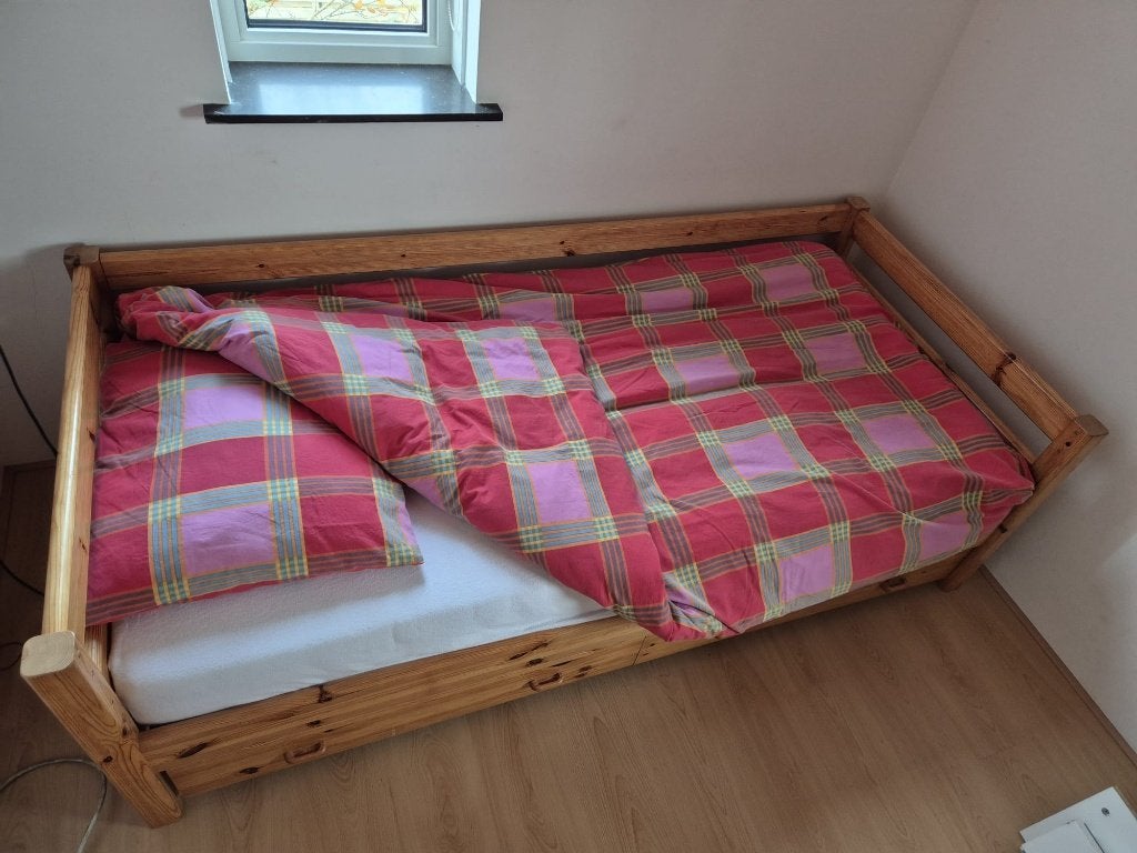 Grenen Flexa bed 1 persoons met lades, Huis en Inrichting, Ophalen, Gebruikt, 90 cm, Eenpersoons