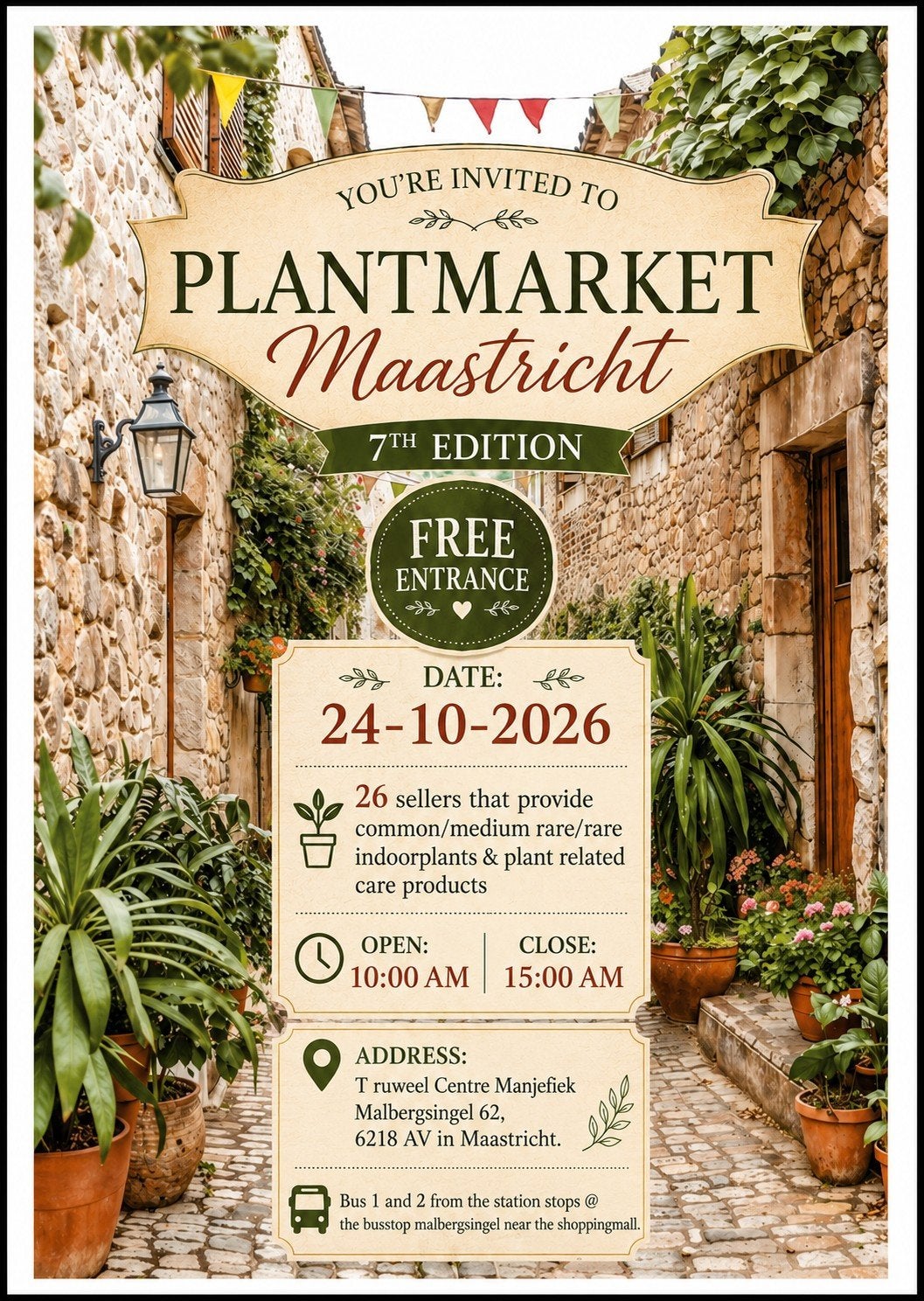 plantenmarkt maastricht, Huis en Inrichting, Kamerplanten, Ophalen of Verzenden, Halfschaduw, Minder dan 100 cm