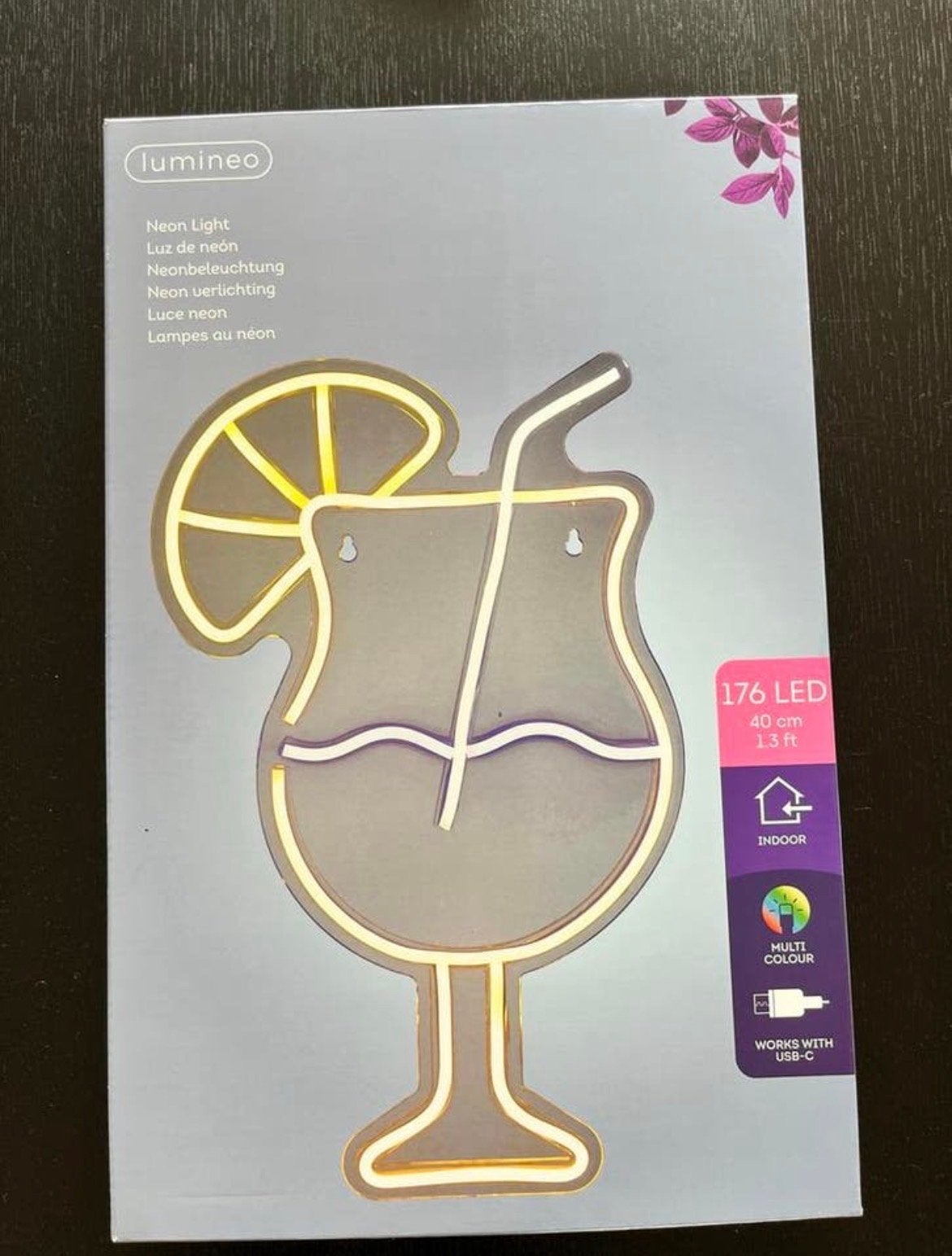 Lumineo Neonlicht Cocktailglas met Citroen - USB-C, 40cm, Ophalen of Verzenden, Nieuw