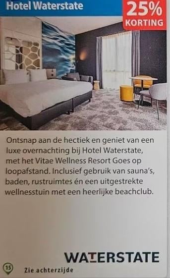 Stay & Wellness Arrangement bij Hotel Waterstate in Goes, Tickets en Kaartjes, Drie personen of meer, 3 overnachtingen of meer