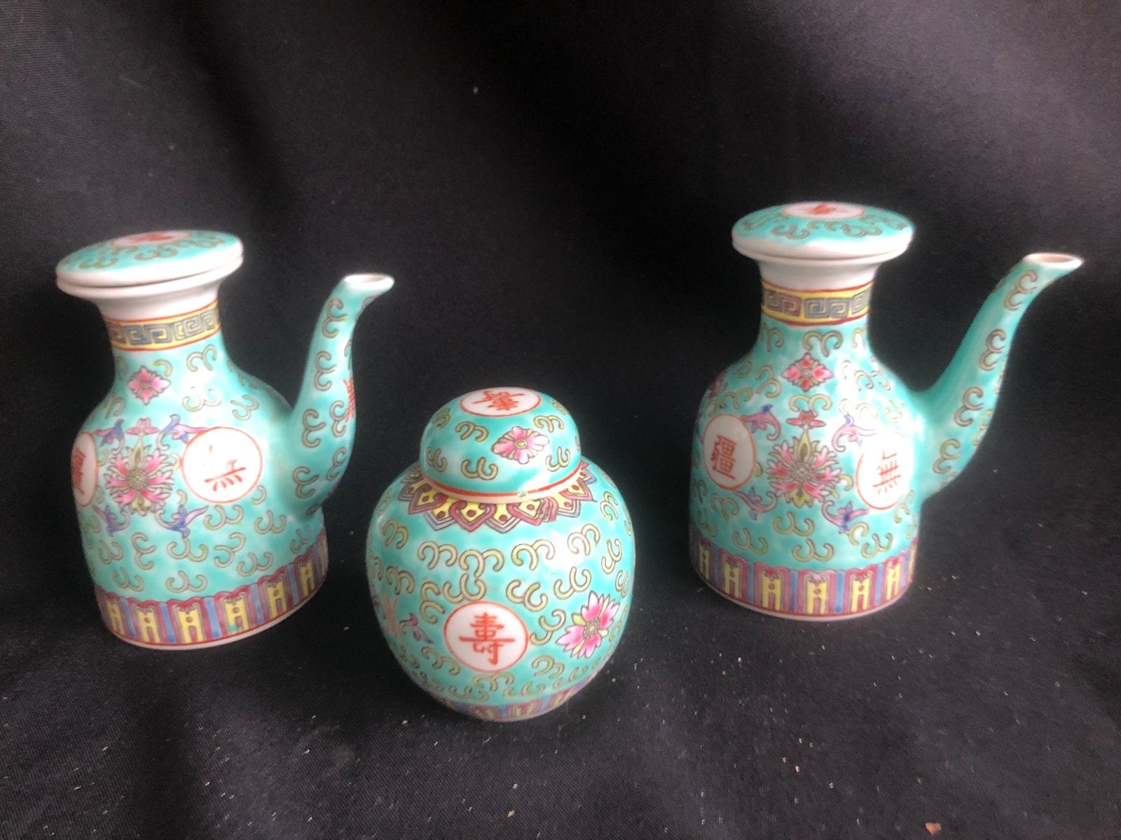 Chinees Porselein Mun Shou Kannetjes en Gemberpotje, Antiek en Kunst, Ophalen of Verzenden